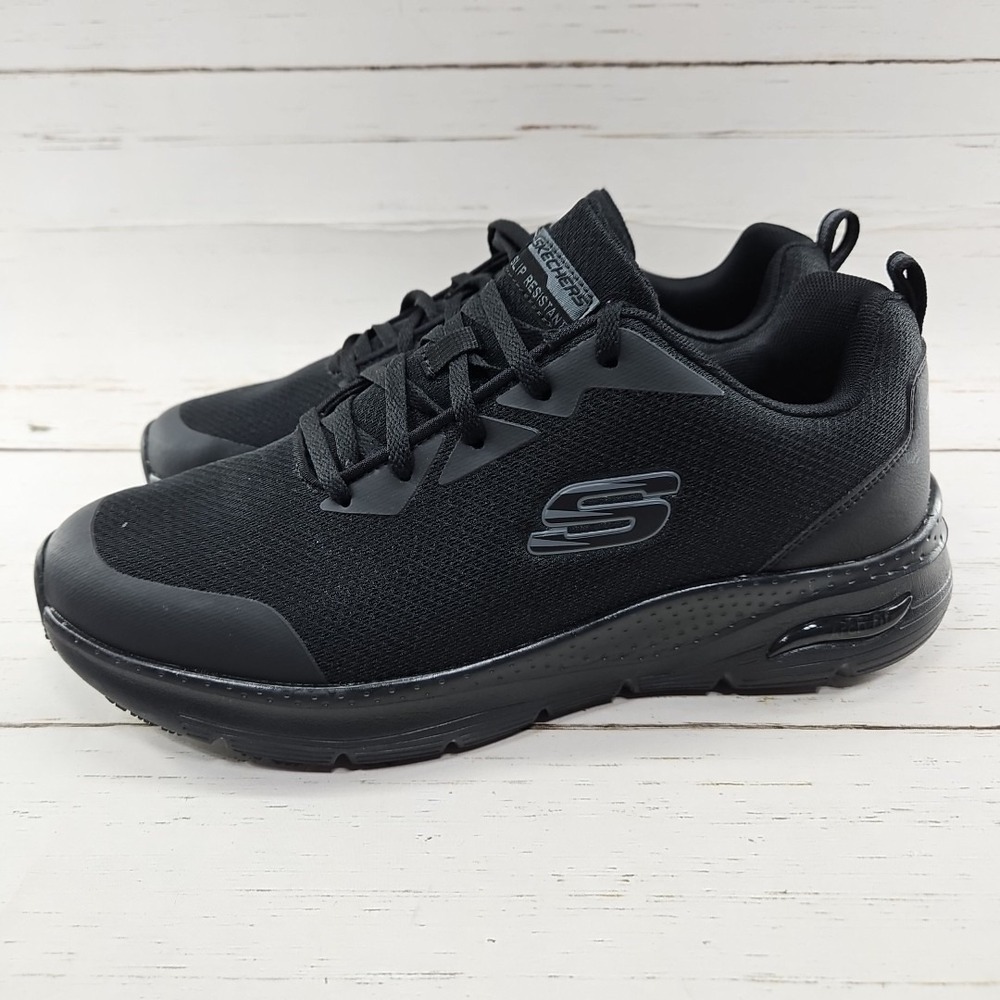 Skechers Womens 11W Black Arch Fit SR Work Shoes Sneakers Slip Resistant 108019W